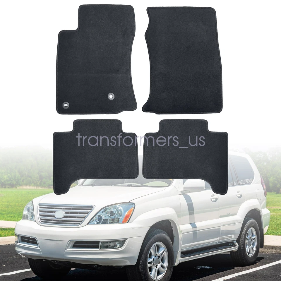 2003-2009 For Lexus GX470 Front & Rear Velour Floor Mats Carpet Anti-Slip Black - Image 2 of 4