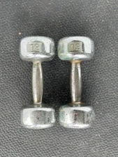 Vintage Chrome 12 LB Bun Dumbbells