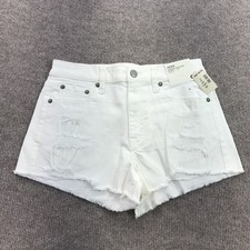 Aeropostale Shorts Juniors 6 White High Rise Shorty 2.5 Inseam Distressed Cutoff