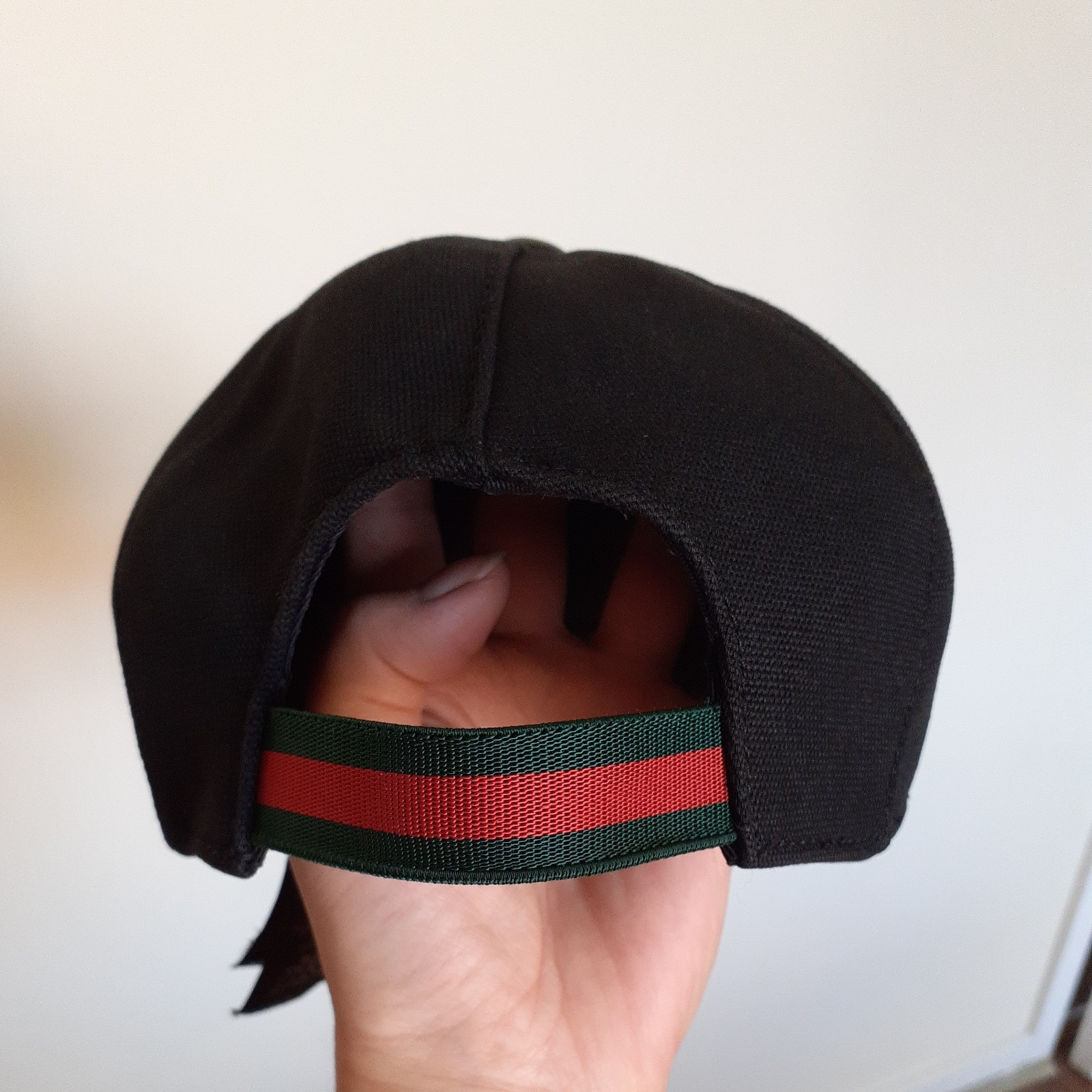 Gucci GG  Logo Cotton Baseball Cap Hat Black/Red Green elastic back. M.Rrp 375£ image 4