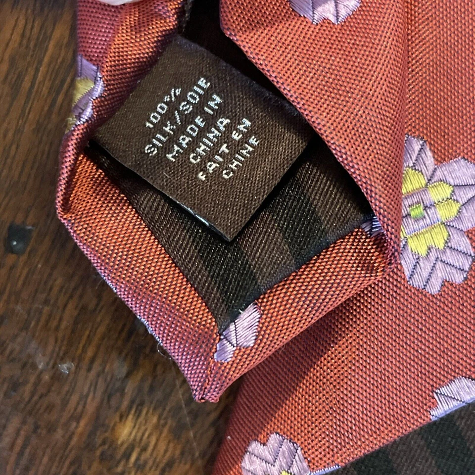 "Corbata de cuello de seda floral roja negra marrón 1826 para hombre $125-60""" Foto 4 de 4