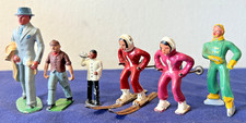  lot of 6 Lead Toy Figures BARCLAY - ski, skate, businessman, steward etc.