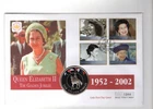 2002 GOLDEN JUBILEE - FALKLANDS MERCURY COIN FDC FROM COLLECTION C31