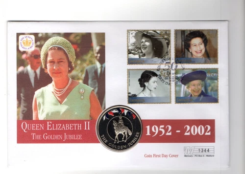 2002 GOLDEN JUBILEE - FALKLANDS MERCURY COIN FDC FROM COLLECTION C31