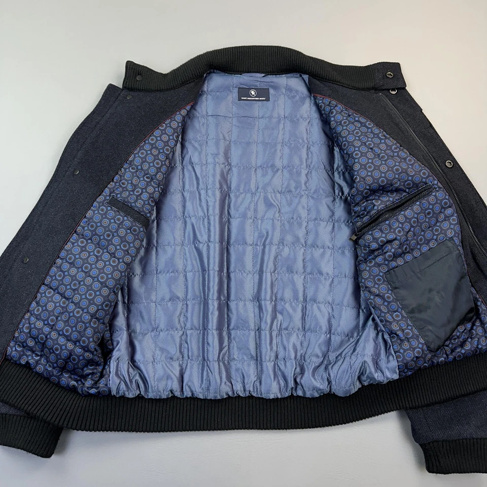 Hart Schaffner Marx Jacket Mens Medium Navy Wool Cashmere Bomber Quilt Lined - Image 4 of 4