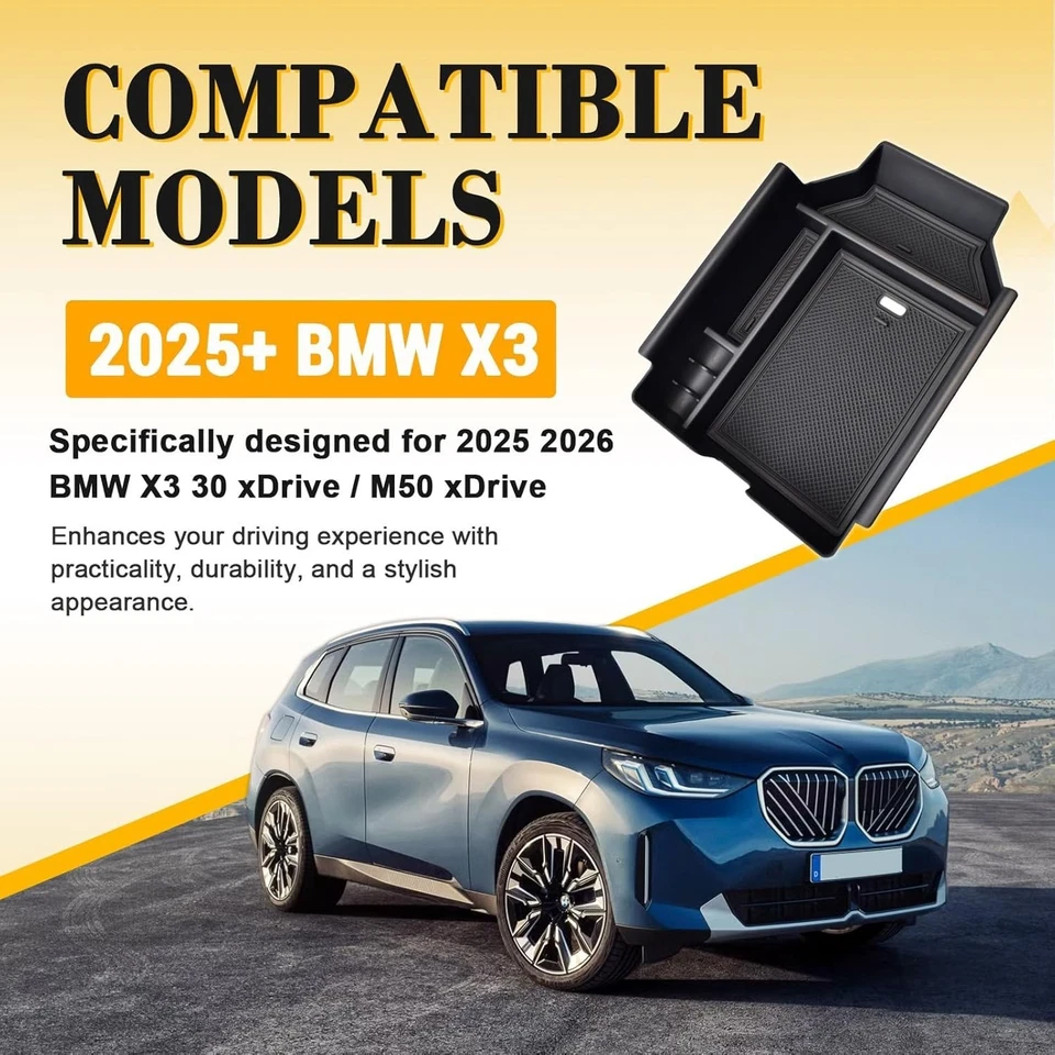 Center Console Organizer for BMW X3 2025-26 Secondary Compartment Expanding Tray Foto 3 de 4