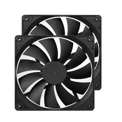 2-Pack 140mm Quiet PC Case Fans, 1000RPM, 3pin, 4pin Molex, CPU Cooling, Black