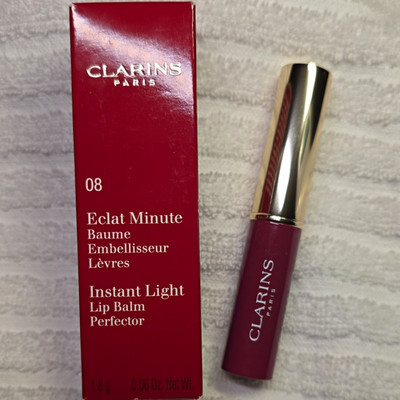 Clarins Instant Light Lip Balm Perfector 08 Plum Mini 0.06 oz Made in France