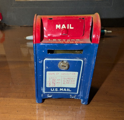 1950's TIN U.S. Mail Box Bank Made In Japan No Key