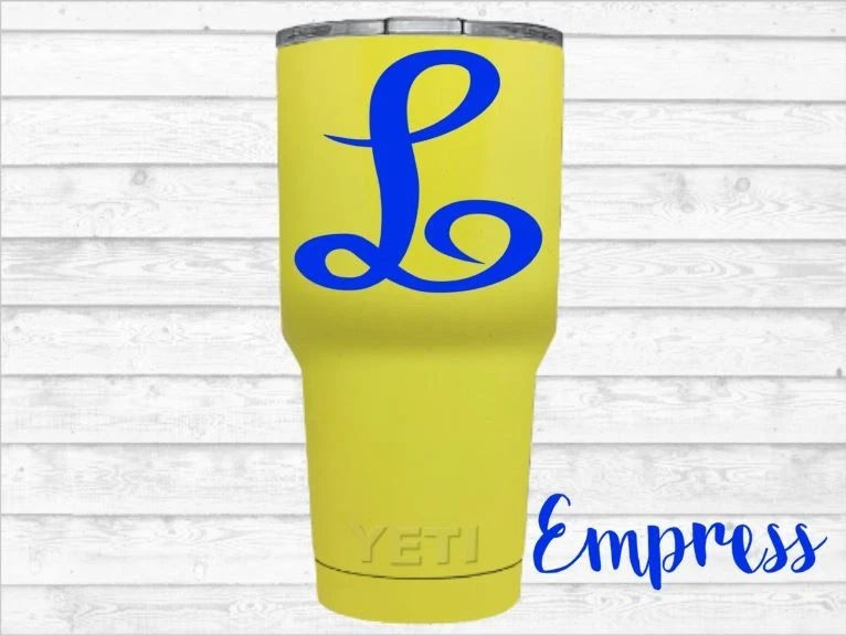 Calcomanía monograma vinilo personalizada emperatriz inicial pegatina para tu teléfono vaso Foto 2 de 4