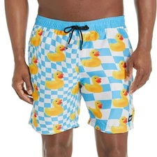 NEFF Men's Checkered Ducky Daily Hot Tub Board Shorts for Swimming (L)