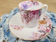 Vintage Copeland Spode Porcelain Chelsea Garden Floral Demitasse Cup & Saucer