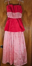 Vintage Gunne Sax by Jessica McClintock red white stripe dress Formal READ TORN