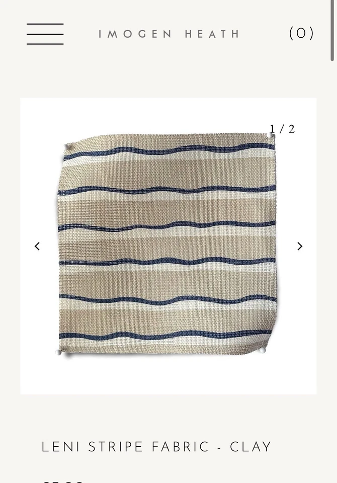 IMOGEN HEATH LENI STRIPE CLAY 100% LINEN EXCLUSIVE DESIGNER FABRIC 3 Yards 54"W - Image 3 of 4
