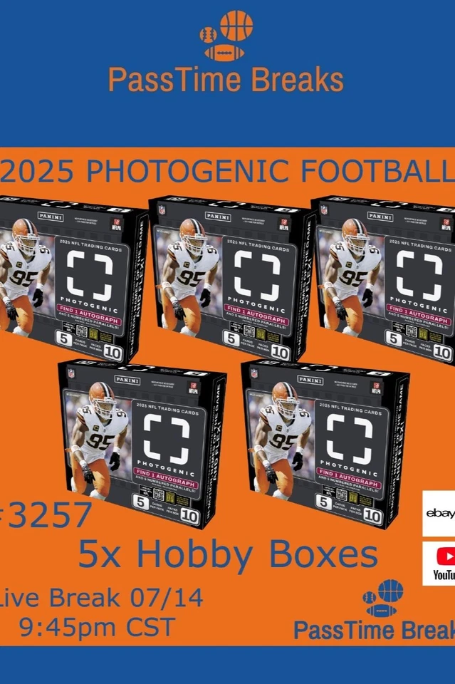 2025 PANINI PHOTOGENIC FOOTBALL - 5x Hobby Box - PYT LIVE BREAK 3257
