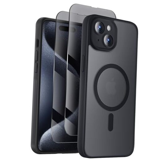 Designed for iPhone 15 Case, Compatible with MagSafe, with Privacy Screen Black-image
