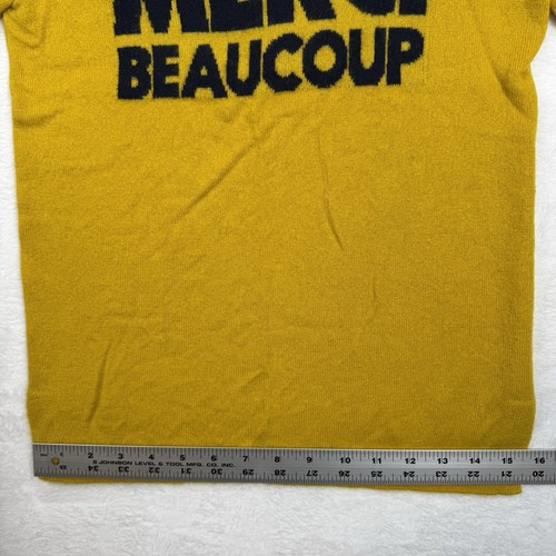 Maglione J Crew 100% Cashmere Manica 3/4 Donna XS Merci Beacoup Giallo/Blu - Foto 6 di 9