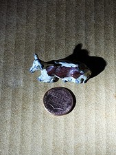 Britains Ltd - Vintage Brown and White Cow Laying Down Lead Metal Figure