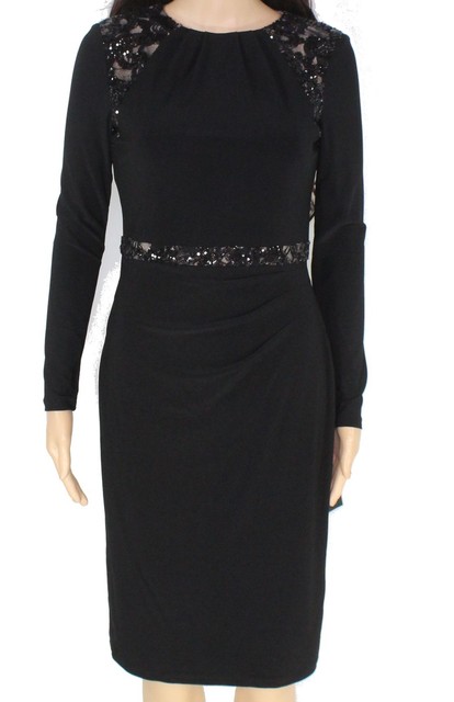 ralph lauren long sleeve black dress