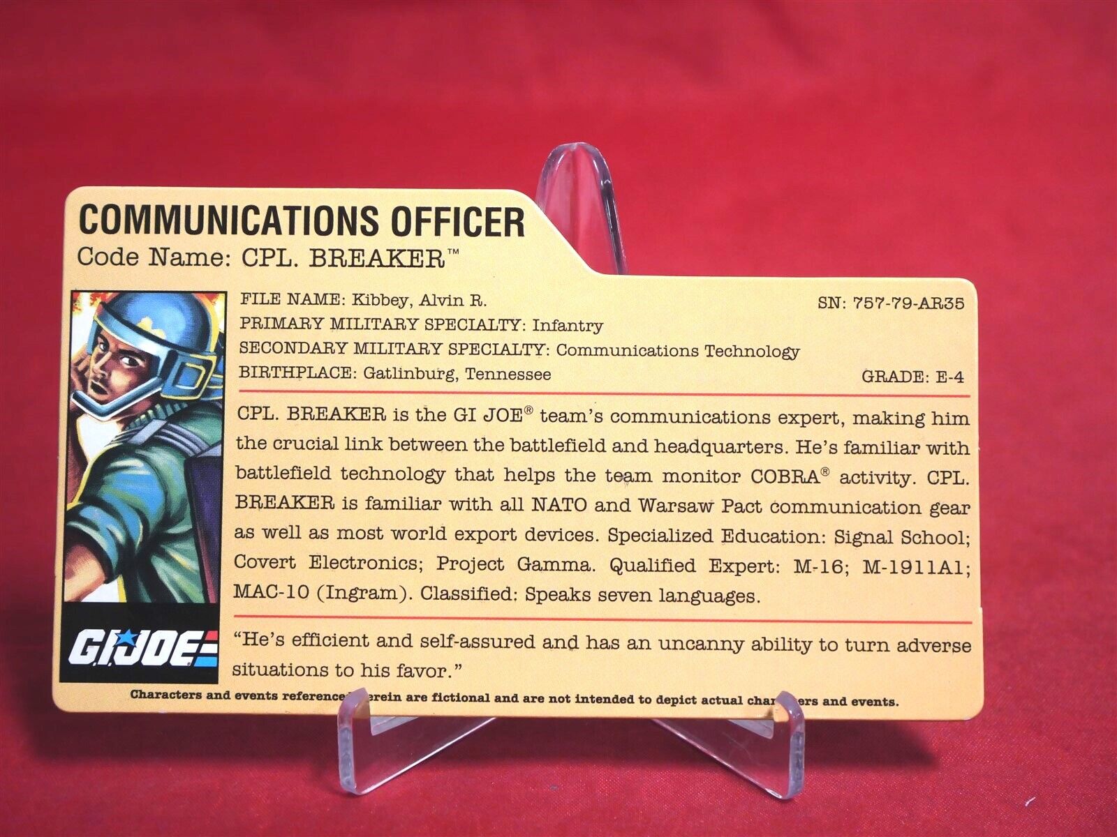 25th Anniversary Breaker File Card MODERN Gi Joe