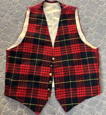 Burn And Boulton Britain's Best Wool Red/Black Plaid Vest London