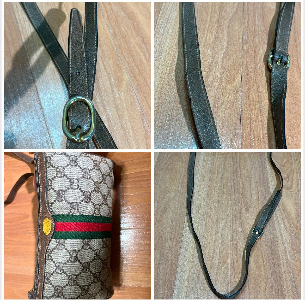 VINTAGE GUCCI SHERRY LINE CROSSBODY BAG PVC BROWN LARGE GG PRINT