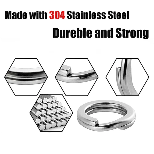 50/100pcs Stainless Steel Fishing Split Rings 25-260LB High Strength Saltwater - Bild 4 von 18