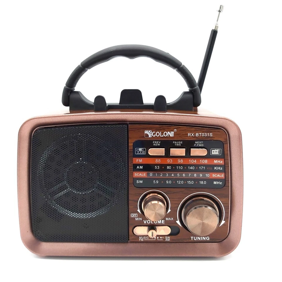 RADIO SOLAR VINTAGE BLUETOOTH AM/FM VINTAGE 3 BANDAS con MP3 USB BT TF SOPORTE - Imagen 2 de 4