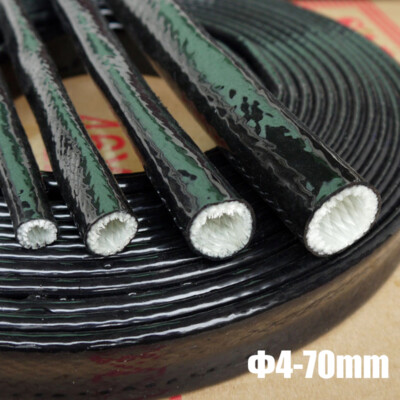 Φ4-70mm Silicone/Fibreglass Fire Sleeving HIGH TEMP Sleeve Insulating Hose Black