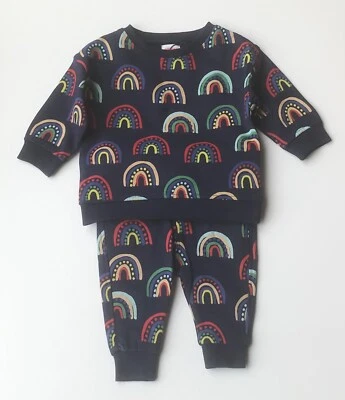 John Lewis Baby Jungen marineblau Regenbogen 2-teiliges Outfit -verschiedene Größen- *neu mit Etikett*