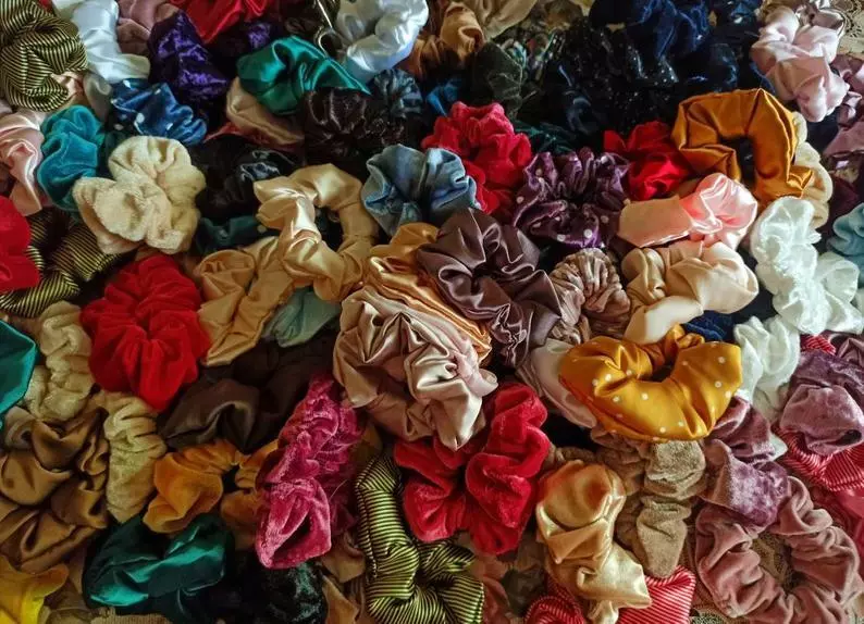 Wholesale velvet and silk satin scrunchies 200 pack large hair