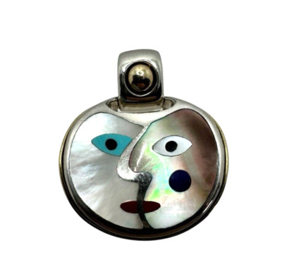 Eric Grossbardt Anhänger Sterlingsilber 18K Gold MOP Abalone Picasso