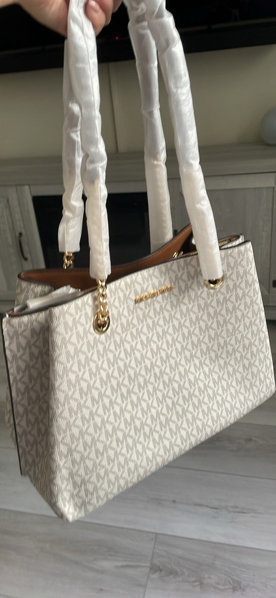 Michael Kors Teagan Logo Shoulder Bag, Large Vanilla