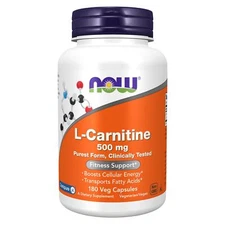 NOW FOODS L-Carnitine 500 mg 180 Veg Capsules