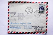 COVER FIRST FLIGHT DC 8 UAT PARIS JOHANNESBURG 1960 (F3266)