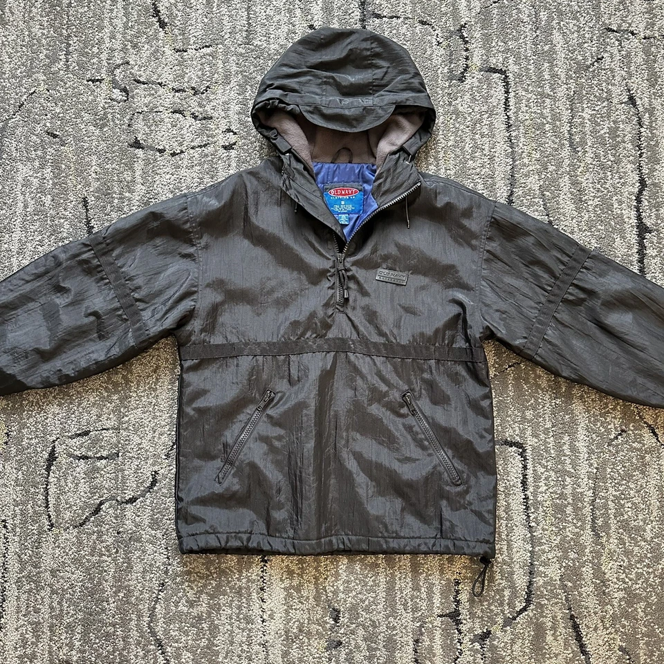 Vintage Old Navy 90’s Black Metallic Windbreaker Jacket Size S Weather Outdoor - Image 3 of 4