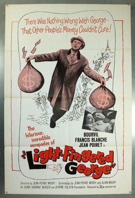 LIGHT-FINGERED GEORGE - ANDRE BOURVIL - ORIGINAL AMERICAN ONE SHEET MOVIE POSTER