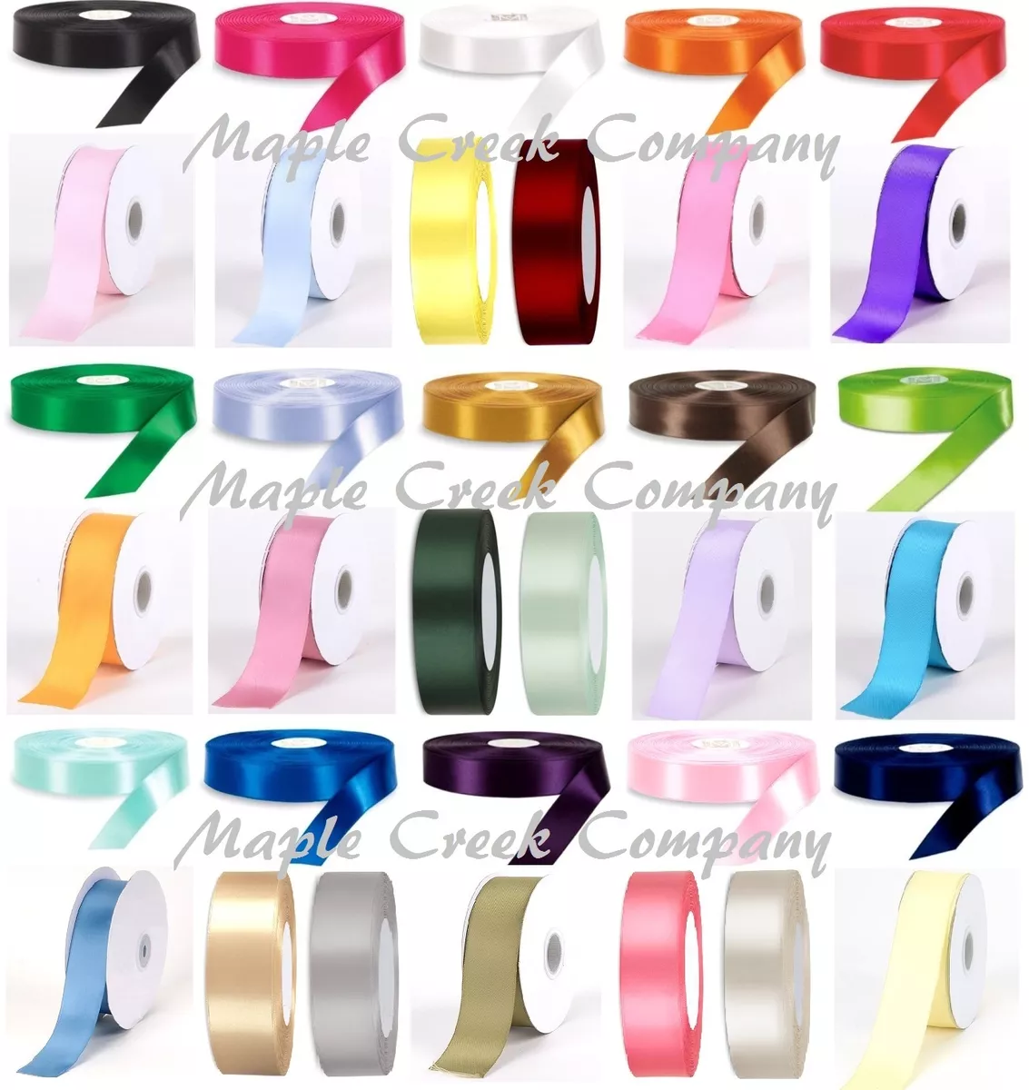 Double Face Satin Ribbon 1 1/2 inch x 5 yards (15 feet of ribbon) 34 COLORS