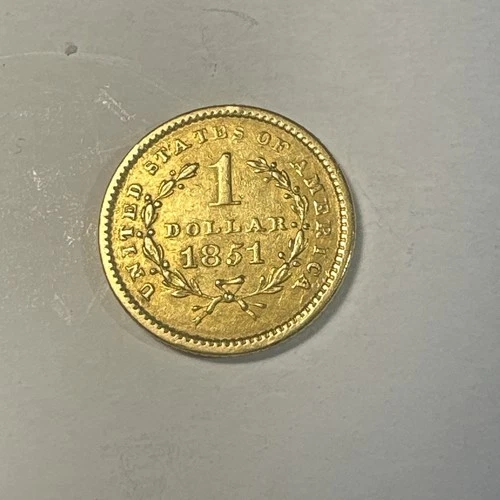 1851 liberty head one dollar gold coin United States Money 0161