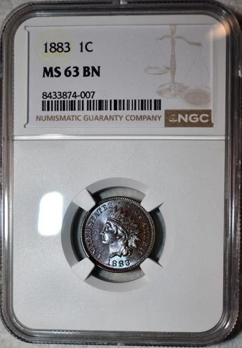 NGC MS-63 BN 1883 Indian Head Cent, Attractively Toned specimen.