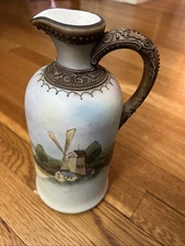 Nippon Moriage Wine Whiskey Decanter Jug Original 10” Hand Painted
