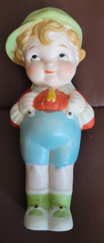 Vintage Bisque Figurine Boy Japan 1940s Excellent Condition Approx 6" Tall 