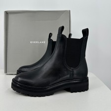 Everlane The Lug Chelsea Boot in Black size 6 Women's Leather Ankle Chunky Sole