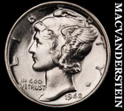 1942-S Silver Mercury Dime - FSB - Super Choice Gem Brilliant Unc++++  #M8920