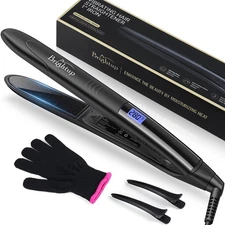 Brightup 2 in 1 Hair Straightener Curler with 1 Vibrating Plates Tourmaline Cera