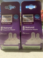 Lot of 4 - Philips Avent Natural Response Extra Slow Flow Nipples - Two 2pk