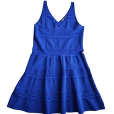 Polo Ralph Lauren Knit Sleeveless Fit & Flare V Neck Dress Women's XL Royal Blue