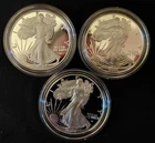3x Proof American Eagles With Box And Coa. 3 Ozt Of Mint Condition Silver.