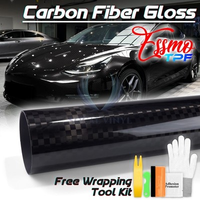 PPF NANO TPF Carbon Fiber Gloss Checker Black Paint Protection Film Dry Vinyl
