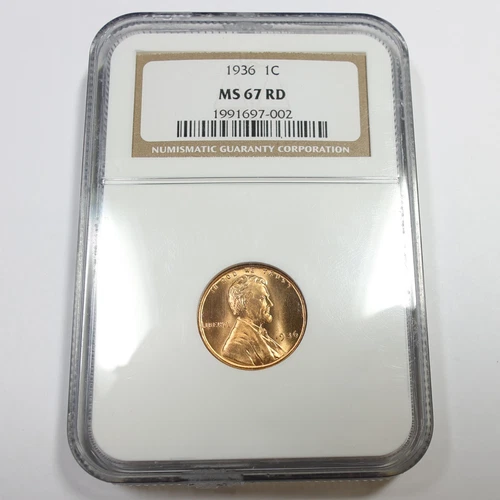 1936 P NGC MS67 RD RED - Lincoln Wheat Penny Cent 1c US Coin #58666B
